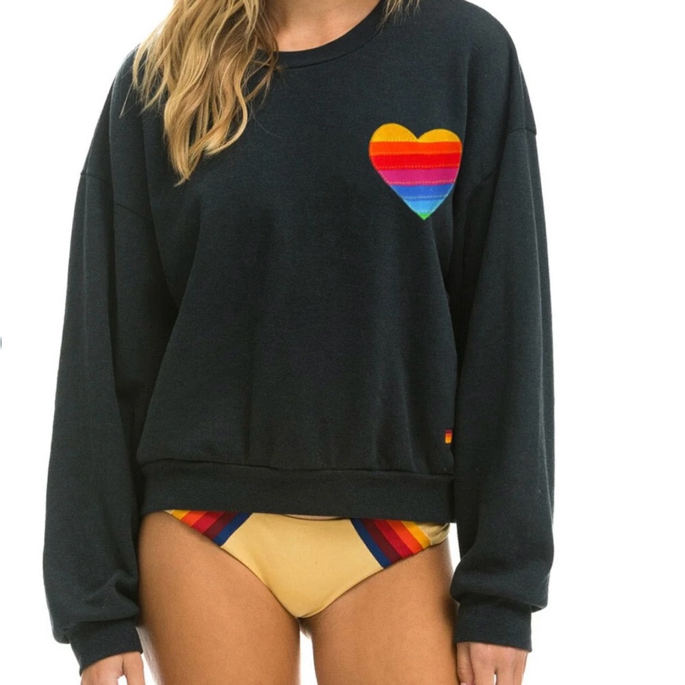 Aviator nation heart stitch relaxed crew sweatshirt